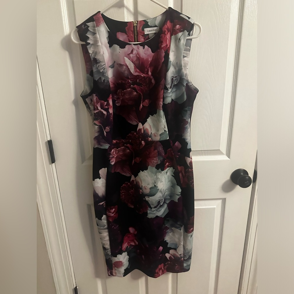 Calvin Klein knee length dress with gold zipper